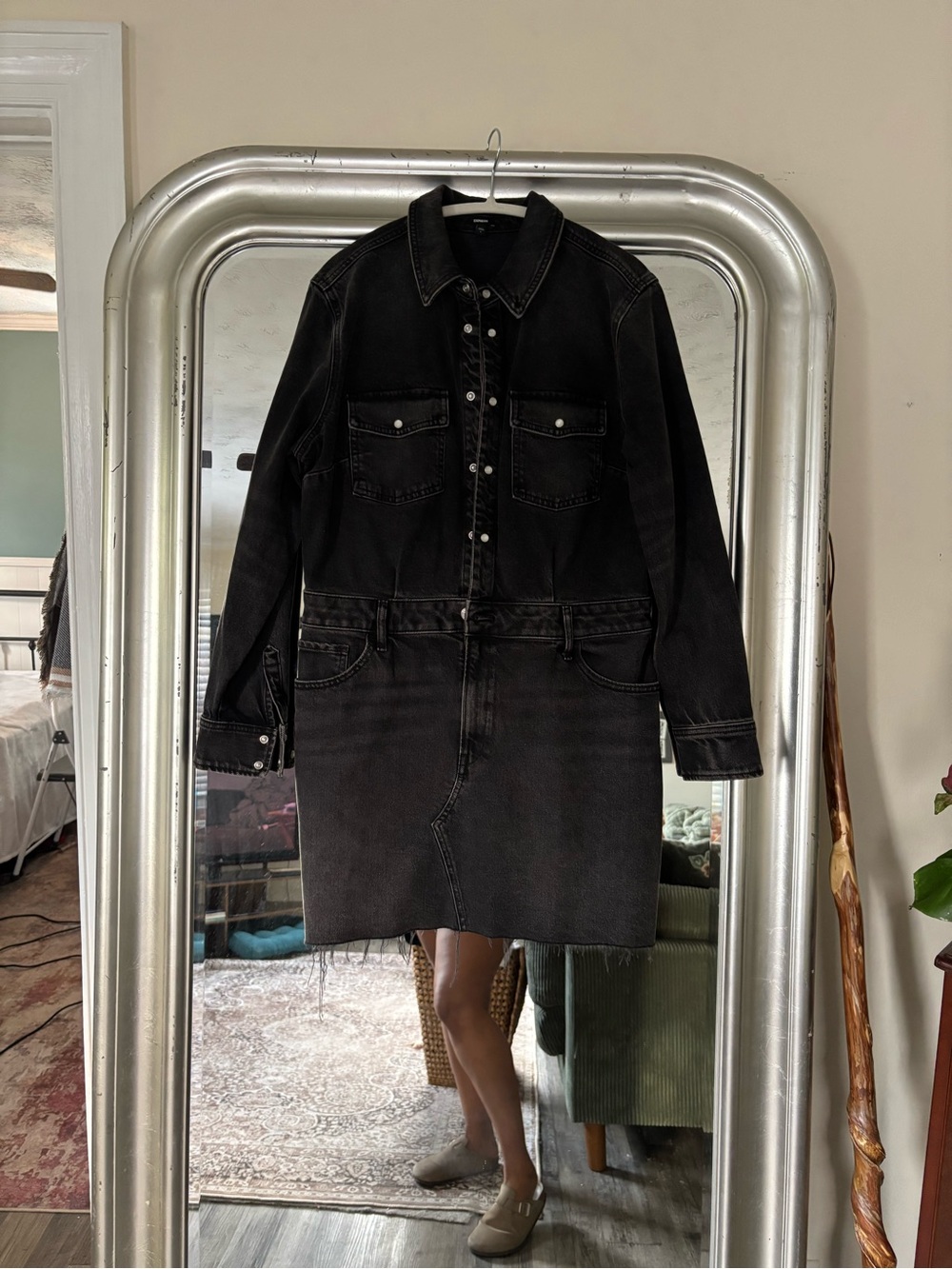 Express Black Denim Jacket Dress